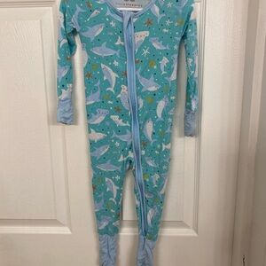 Little Sleepies Blue and White Footies Pajamas with Cozy Design